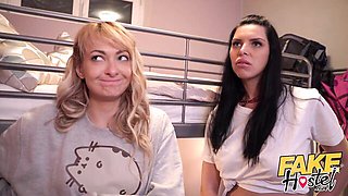 Fake Hostel featuring Kira Queen and Lola Shine's small tits scene