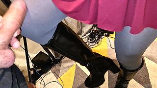 POV Elena Clark Fuck with Grey Pantyhose and Boots