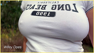 Perfect Braless Tits in Public