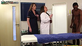 CFNM IR nurses in uniform and heels sucks black dick in