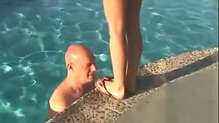 Outdoors foot play near the pool