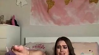 Blonde tight pussy babe solo toy fun in glamour masturbation