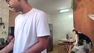 Fucking the Cuckold's Wife While He Washes the Dishes and He Didn't Even Notice