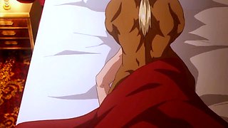 Titan dominates bride in bed after erotic anime feast