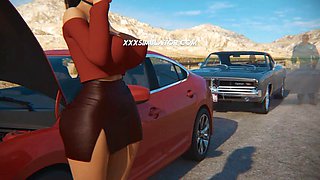 While BF Fixes the Engine, GF Gets Creampied in the Mid of Nowhere by BBC Mechanic