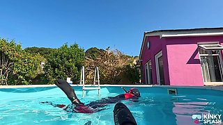 Neoprene Pool Swim Snorkel Breath-holds in Tight Mares Wetsuit