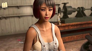 Hot blonde character in a 3D erotic visual novel with big tits and gameplay walkthrough