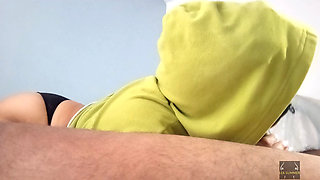 Big-assed slut sucks cock and swallows the semen of a black man with a big dick