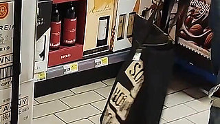 Crazy Rebeca Addams in Jeans Buttcrack at the Supermarket