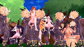 Genshin Impact - Genshin Girls in Hilichurl Beach Camp - Rough Sex - 3D Hentai Animations