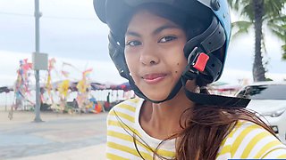 Cute Thai teen big dick in petite pussy