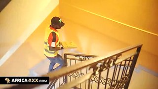 Tiffany Tatum Big Tits Ebony Solo - Busty African Girl Masturbates with Vibrator for Delivery Guy