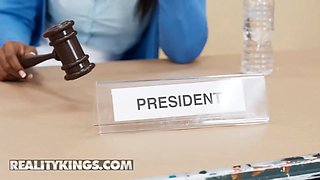 Reality kings - smoking hot rhae forest turns insane in the schoolgirl council room with mike ox