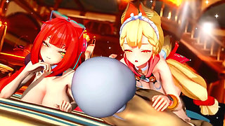 Zenless Zone Zero - FFM Yuzuha and Alice Swap Cock and Take Turns Riding - 3D Hentai Animations