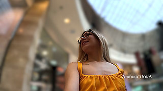 Wetting Jeans in Shopping Mall Pissing and Mouth Piss