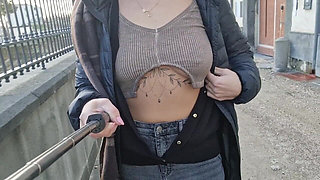 Changing Blouse and Walking with Boobs Out