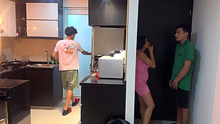 My neighbor fucks me hard in the ass while my husband's cuckold doesn't notice.