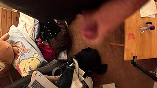 6'4" Tall Guy with Massive Hands Huge Cumshot on Lens in Wife's Family Room