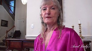 Step-Auntie Diane Catches You Masturbating, Offers to Help POV