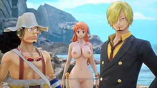 Naked mod gameplay of One Piece Odyssey featuring big ass Nami
