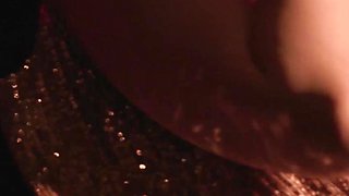 Bosomy MILF redhead wife strip on stage