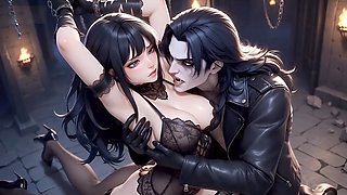 Bondage & discipline, covered in cum, vampire