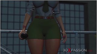 Hardcore strap-on action with a female prison guard