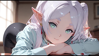 Frieren came to her boss to ask for a raise. Frieren has sex with her boss. Frieren hentai cosplay