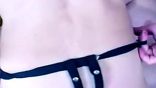 Two lesbian mature masturbate their hairy pussy with toys and strap on