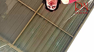Beutiful lady swinging without panties on a swing outdoors. Slow motion 127 3