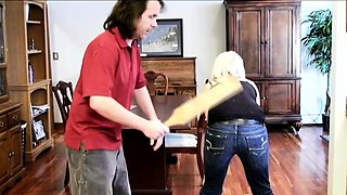 Amazing blonde enjoys fetish BDSM games with a dildo