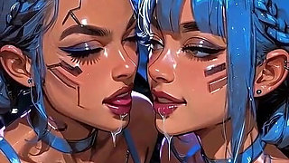 Beautiful Lesbians Tongue and Kiss Fetish, Ai Animation