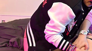 Handjob with banana in his ass 4K