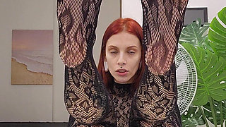 Foot Worship in Sheer Black Fishnet Bodysuit - Perfect Nylon Feet