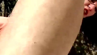Sexy teen with small tits loves getting banged outdoors