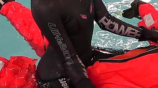Human Life Raft - Inflated Suit Slave Pool Domination