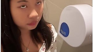 A Beautiful 18 Year Old Asian Girl Sucks Me Off In A Public Restroom And I Cum On Her Face