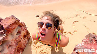 April Big Ass Enjoys a Messy Watersports Fantasy on the Beach