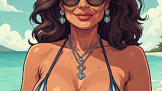 Gorgeous Women at the Beach Bikini Art