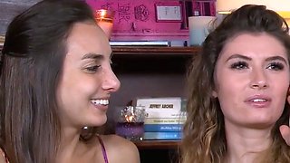 Two Brazilian brunette lezzies enjoy sex