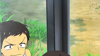 Bus Stop's Groping with a Hot Busty Schoolgirl - Hentai