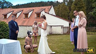 BRIDE4K. Wedding ritual sex with sexy blonde bride, dogging and wax play: Porn