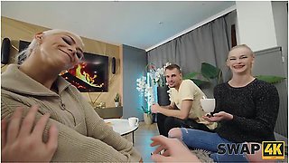 Feet Massage Ended Up As A Hot Threesome While Her Boyfriend Was Taking A Shower