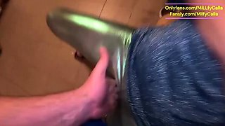 Shiny Yellow Downjacket Blowjob – Pussy Controls My Shirt, Double Cum On My Clothes