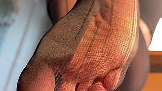 Watch Me Tease You with My Ripped Nylon Feet Through the Glass