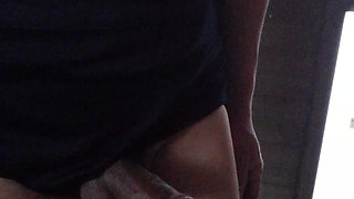 Gym uniform bloomers masturbation in a public restroom