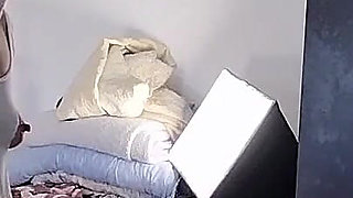 Sexy Latina Tries on and Cuts Clothes. Sexy Latina with Hairy