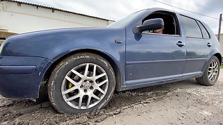 Stuck in Mud Cranking - Heel Pedal Pumping to Handjob & Sloppy Blowjob!