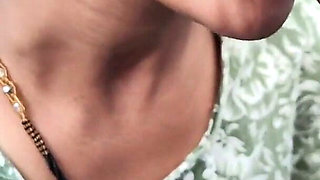 Indian Desi Wife Blowjob Sucking Cumshot on Neck in Bathroom