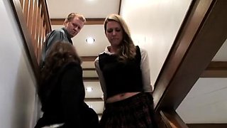 Young brunette breaks down and fucks old man